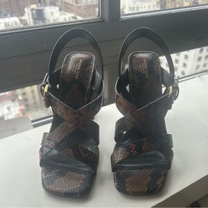 Michael Kors Collection Black and Brown Strappy Heels